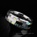 Amazon Hot Sale 8 mm Tungsten Steel Black Rings Joyas Anillo de tungsteno Doble Groove Color Shell